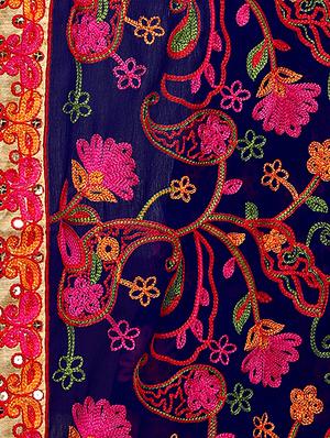 lace bordered embroidered saree with blouse - 17468680 - Standard Image - 4