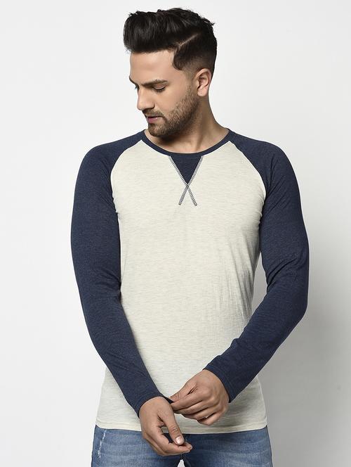 grey color block raglan t-shirt - 17468682 - Standard Image - 1