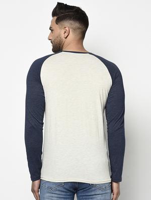 grey color block raglan t-shirt - 17468682 - Standard Image - 3