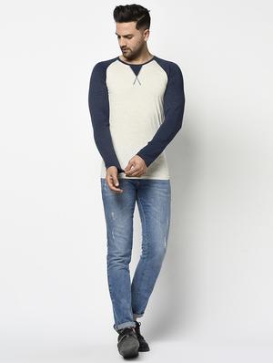 grey color block raglan t-shirt - 17468682 - Standard Image - 4
