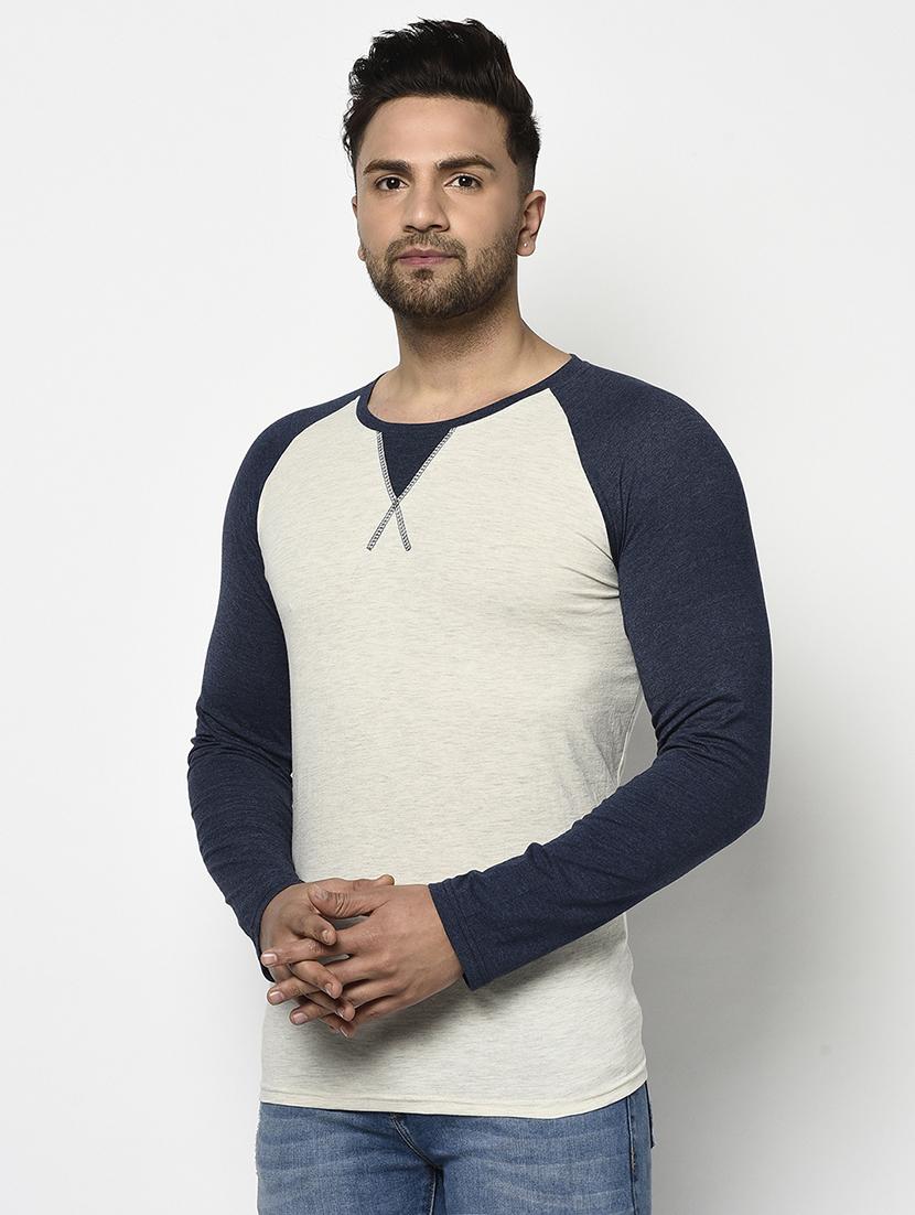 grey color block raglan t-shirt - 17468682 - Zoom Image - 2