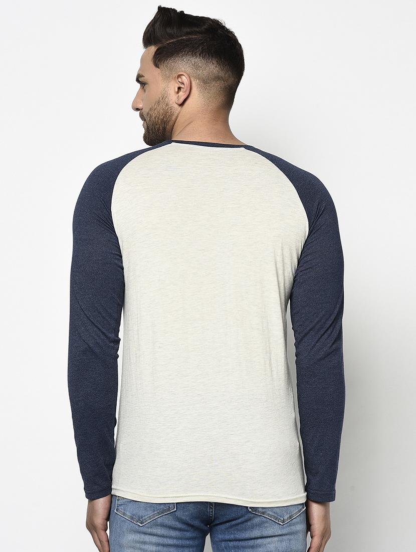grey color block raglan t-shirt - 17468682 - Zoom Image - 3