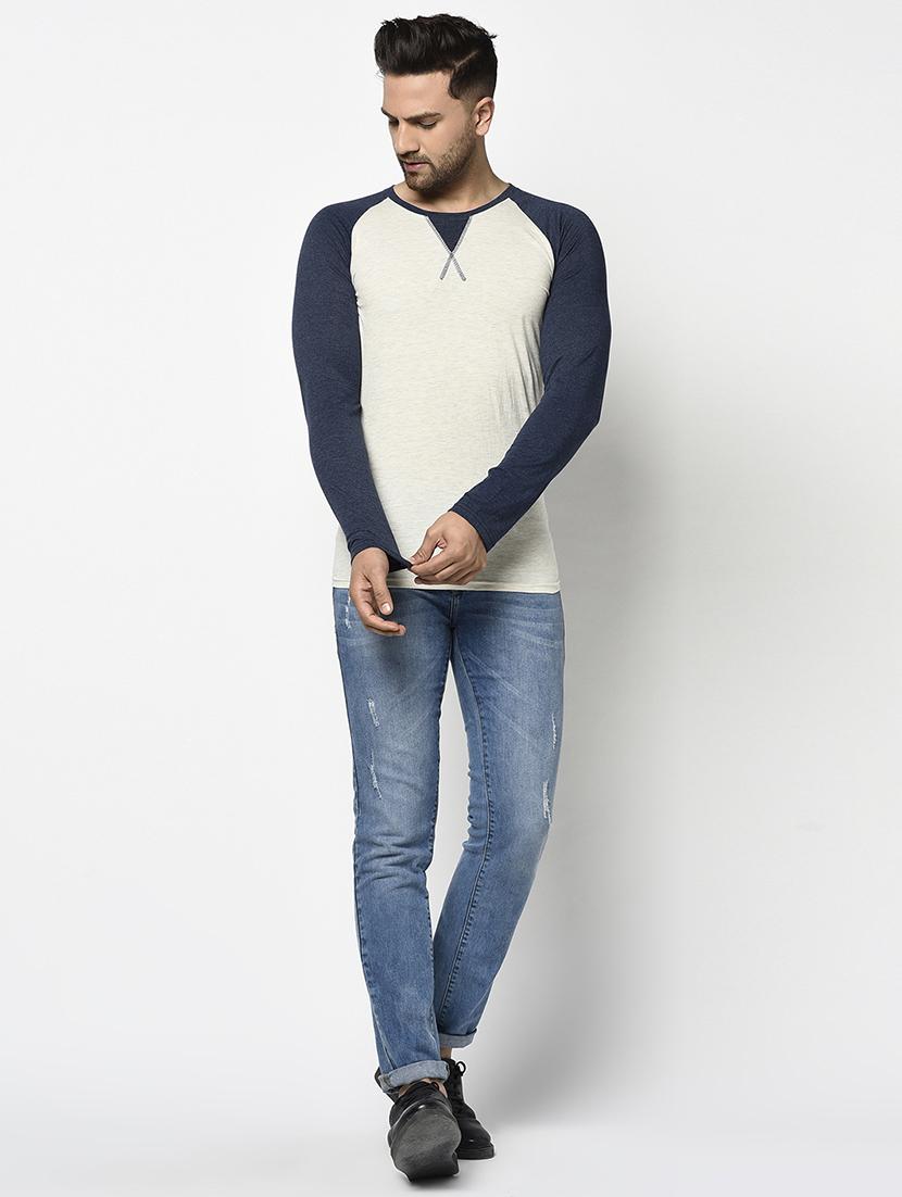 grey color block raglan t-shirt - 17468682 - Zoom Image - 4