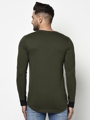 olive green solid t-shirt - 17468684 - Standard Image - 3
