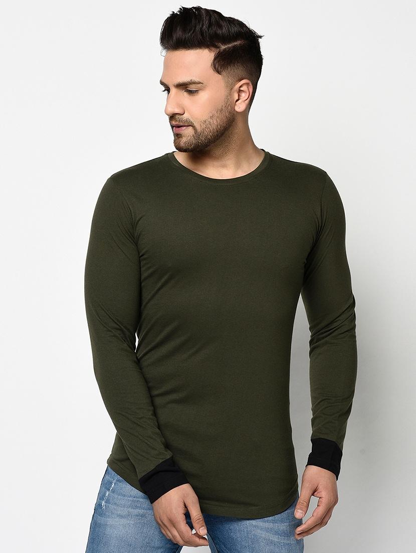 olive green solid t-shirt - 17468684 - Zoom Image - 1