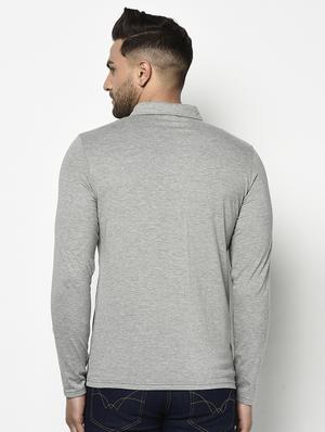 grey color block polo t-shirt - 17468686 - Standard Image - 3