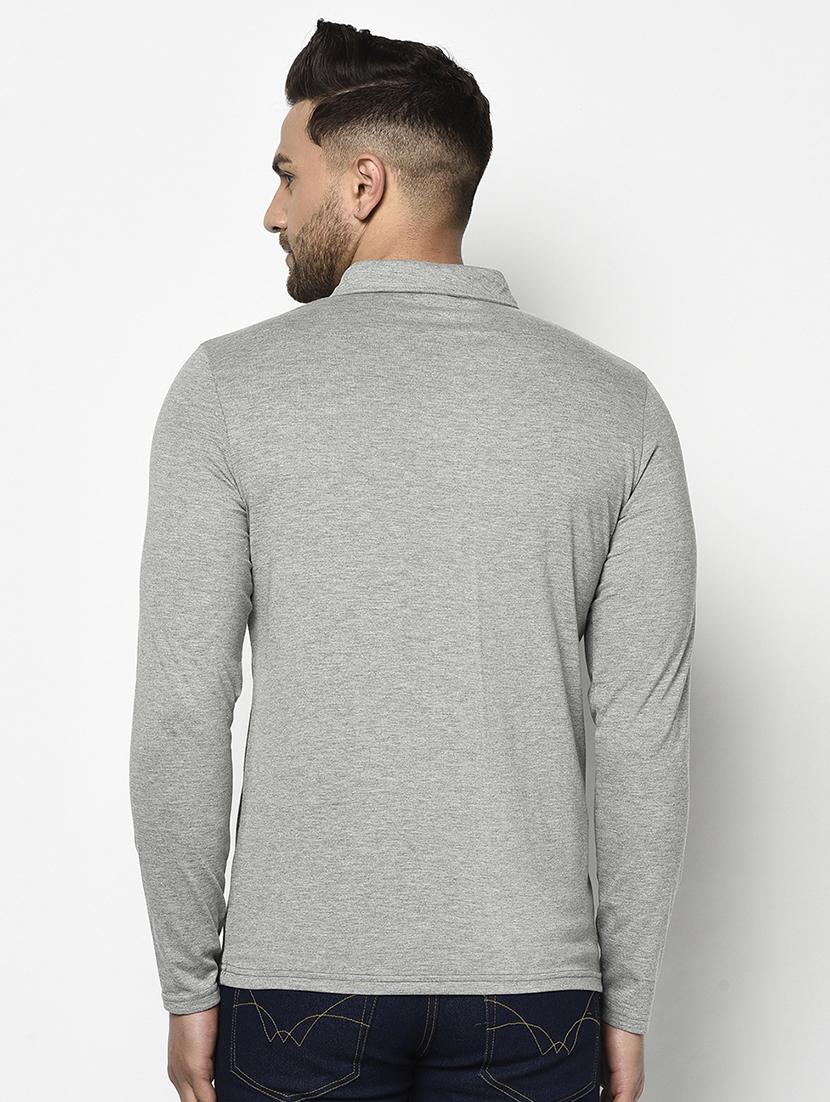 grey color block polo t-shirt - 17468686 - Zoom Image - 3
