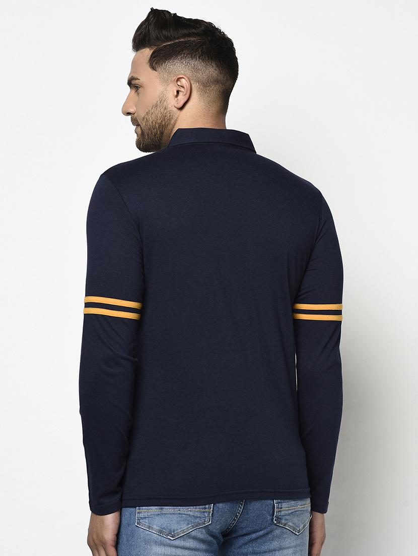 navy blue color block polo t-shirt - 17468687 - Zoom Image - 4