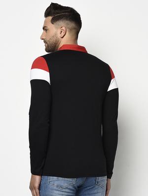 black color block polo t-shirt - 17468688 - Standard Image - 3