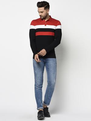 black color block polo t-shirt - 17468688 - Standard Image - 4