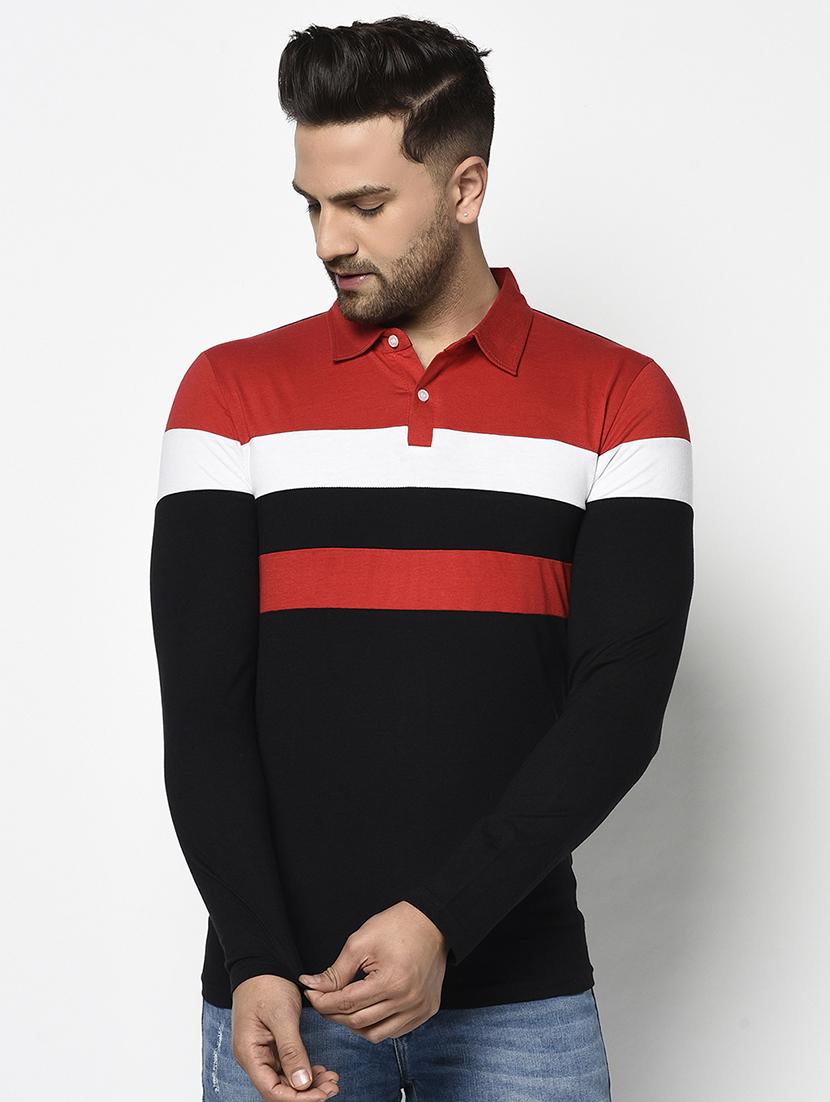 black color block polo t-shirt - 17468688 - Zoom Image - 1