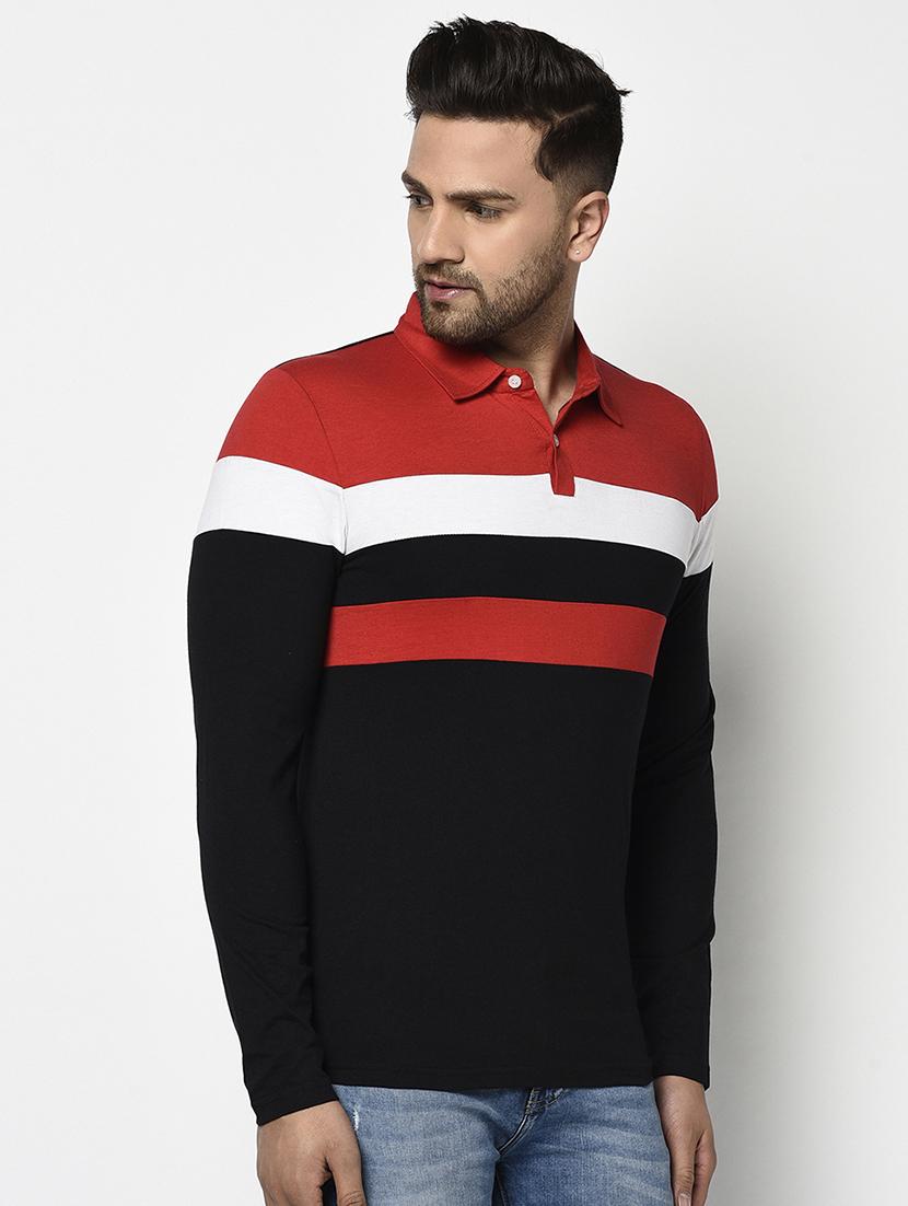 black color block polo t-shirt - 17468688 - Zoom Image - 2