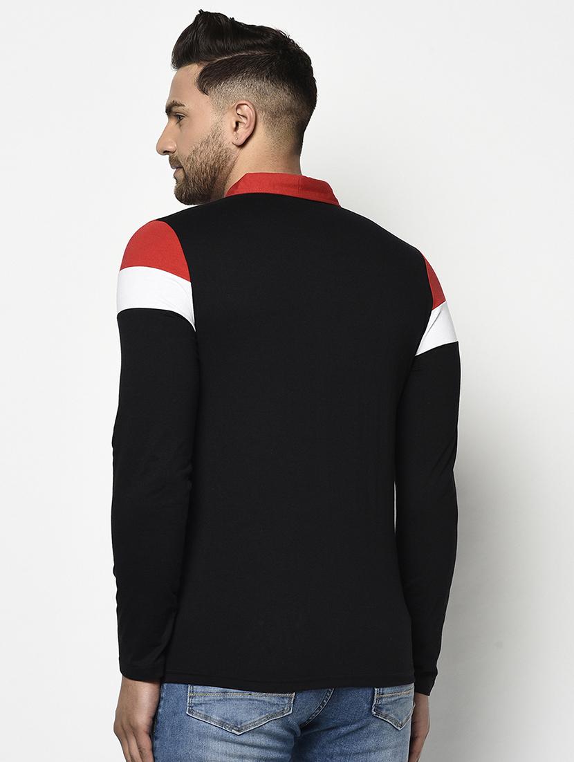 black color block polo t-shirt - 17468688 - Zoom Image - 3