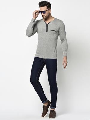 grey solid pocket t-shirt - 17468692 - Standard Image - 4
