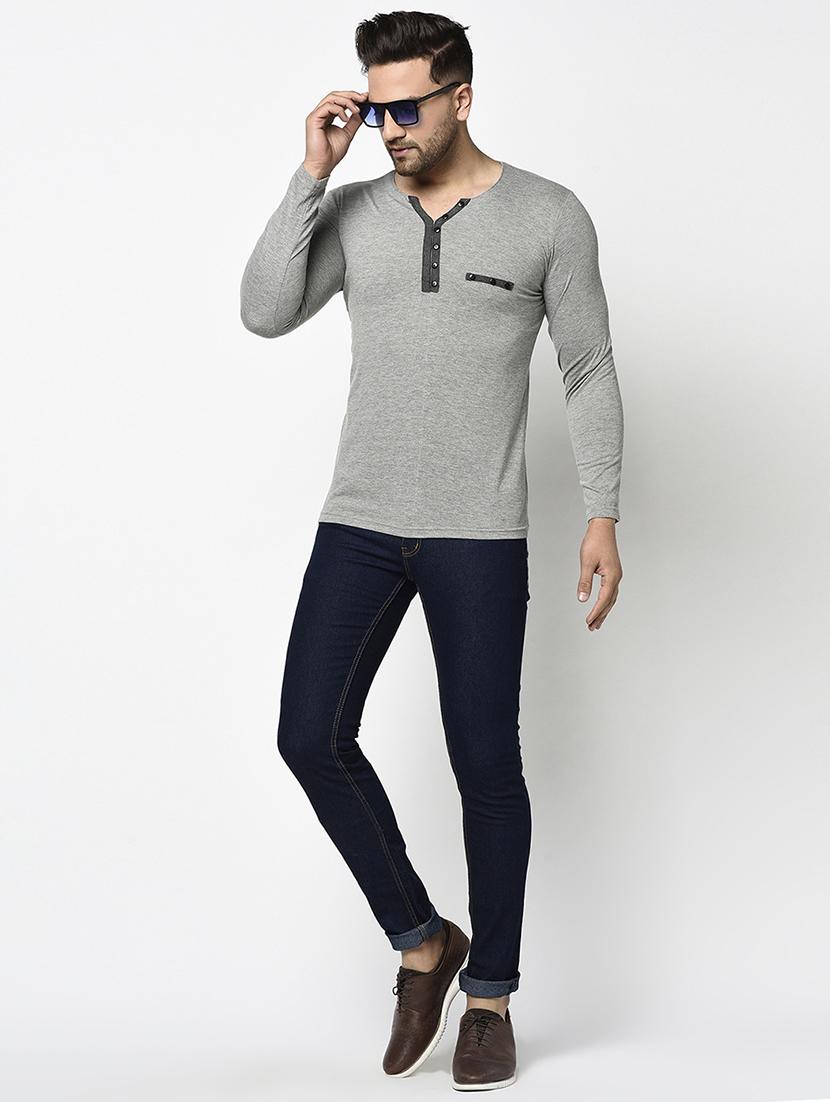 grey solid pocket t-shirt - 17468692 - Zoom Image - 4