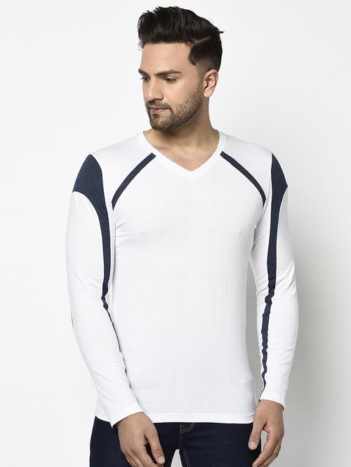 white color block cut & sew t-shirt - 17468694 - Standard Image - 1