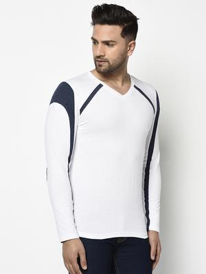 white color block cut & sew t-shirt - 17468694 - Standard Image - 2
