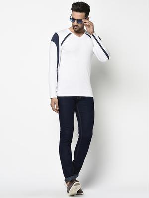 white color block cut & sew t-shirt - 17468694 - Standard Image - 4