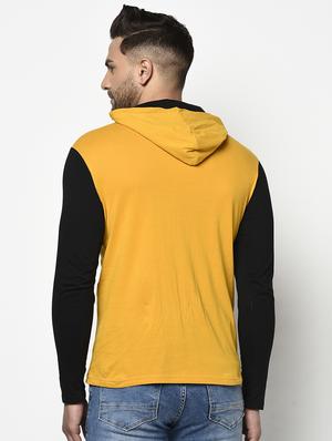 mustard color block hooded t-shirt - 17468695 - Standard Image - 3