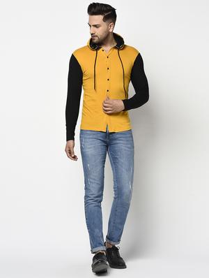 mustard color block hooded t-shirt - 17468695 - Standard Image - 4