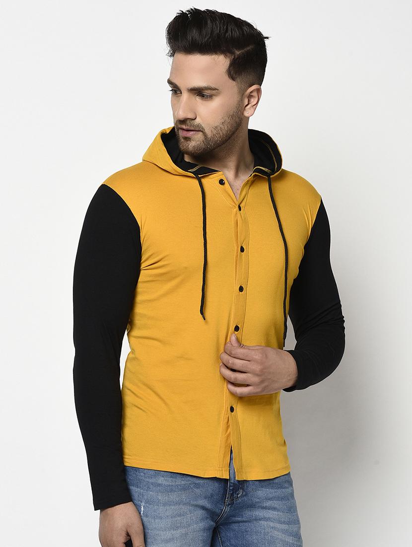 mustard color block hooded t-shirt - 17468695 - Zoom Image - 2
