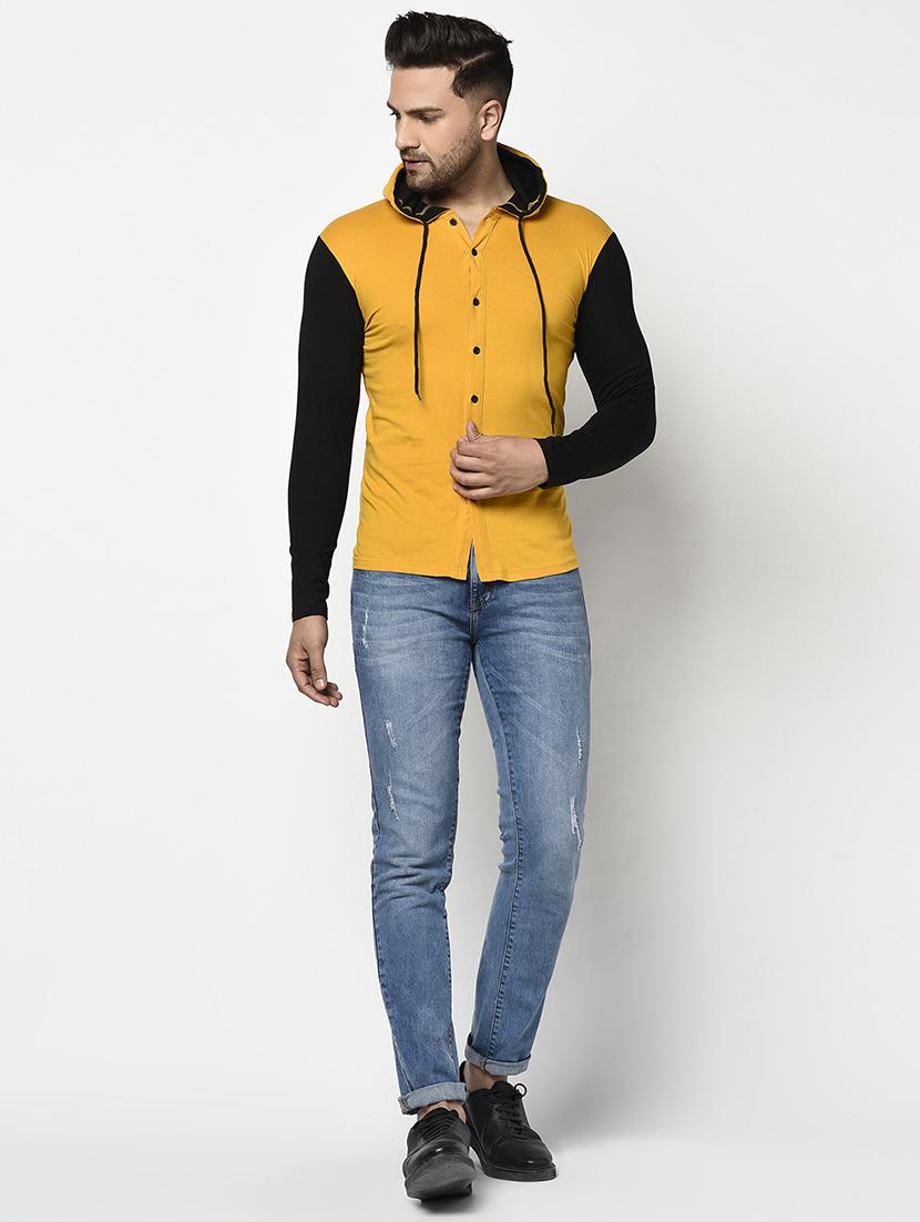 mustard color block hooded t-shirt - 17468695 - Zoom Image - 4