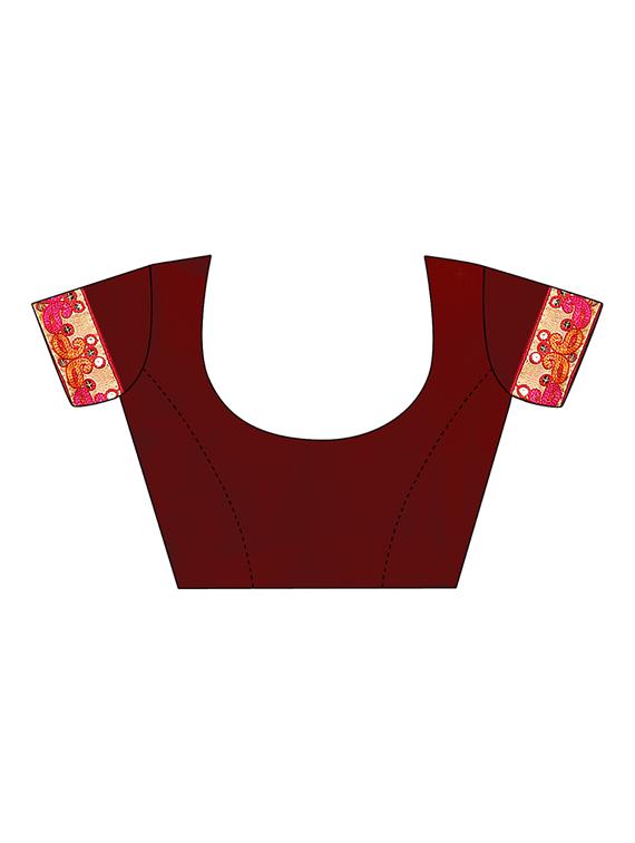 lace bordered embroidered saree with blouse - 17468704 - Zoom Image - 3