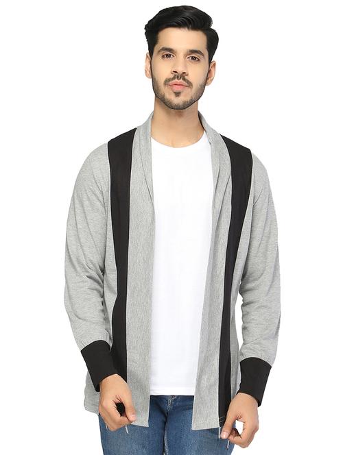 grey color block shrug - 17468759 - Standard Image - 1