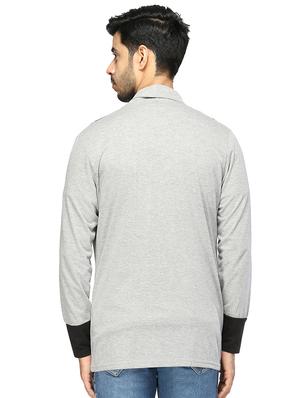grey color block shrug - 17468759 - Standard Image - 3