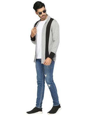 grey color block shrug - 17468759 - Standard Image - 4