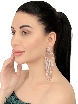 pink metal drop earring - 17468765 - Standard Image - 3
