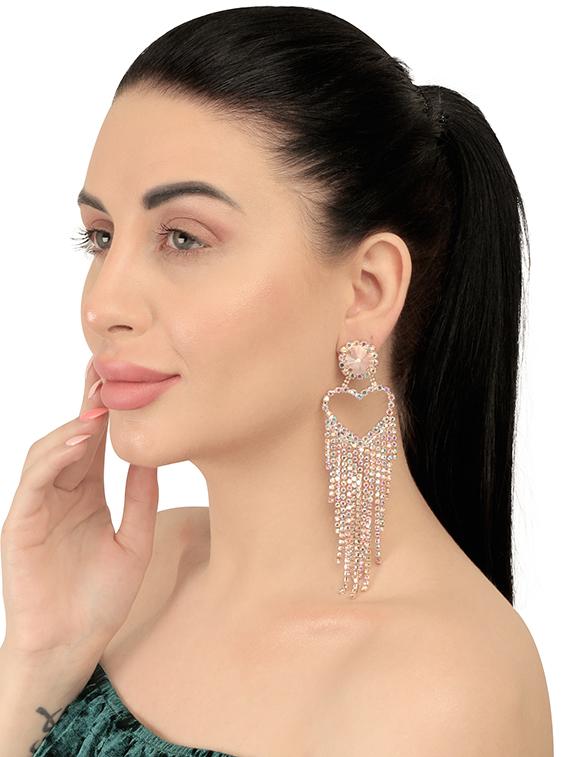 pink metal drop earring - 17468765 - Zoom Image - 3