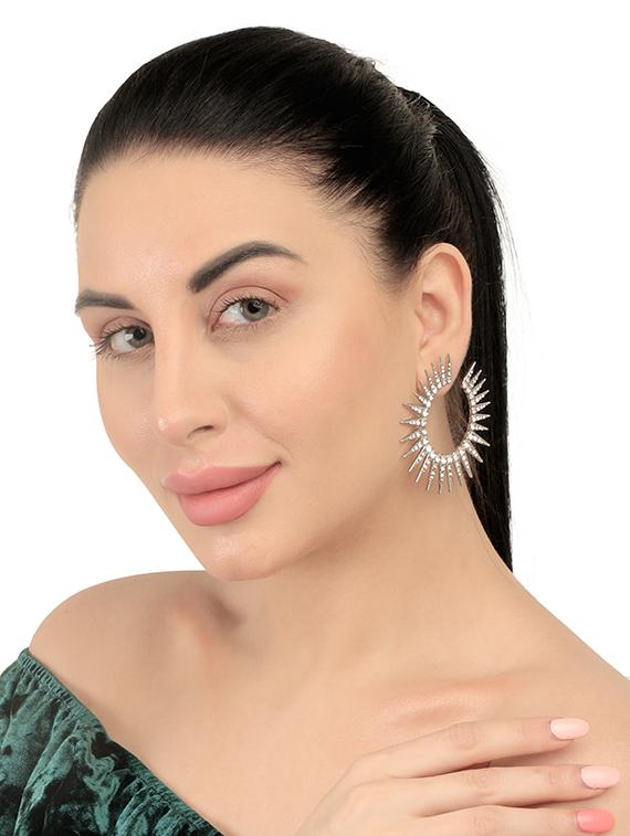 silver metal hoop earring - 17468796 - Zoom Image - 3