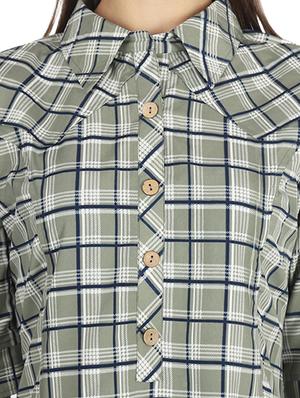 button detail checkered shirt tunic - 17468953 - Standard Image - 4