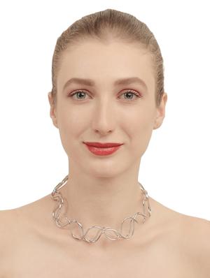 silver metal collar necklace - 17468970 - Standard Image - 2