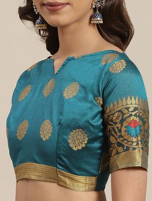 self design banarasi saree with blouse - 17468988 - Standard Image - 3