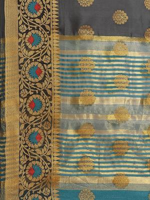 self design banarasi saree with blouse - 17468988 - Standard Image - 4