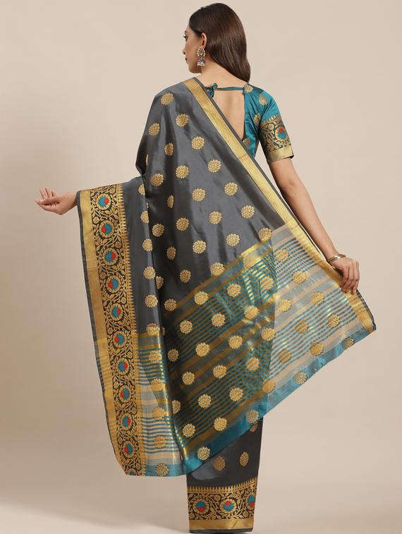 self design banarasi saree with blouse - 17468988 - Zoom Image - 2