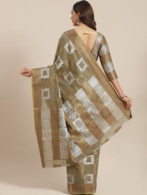 self design woven saree with blouse - 17468994 - Standard Image - 2