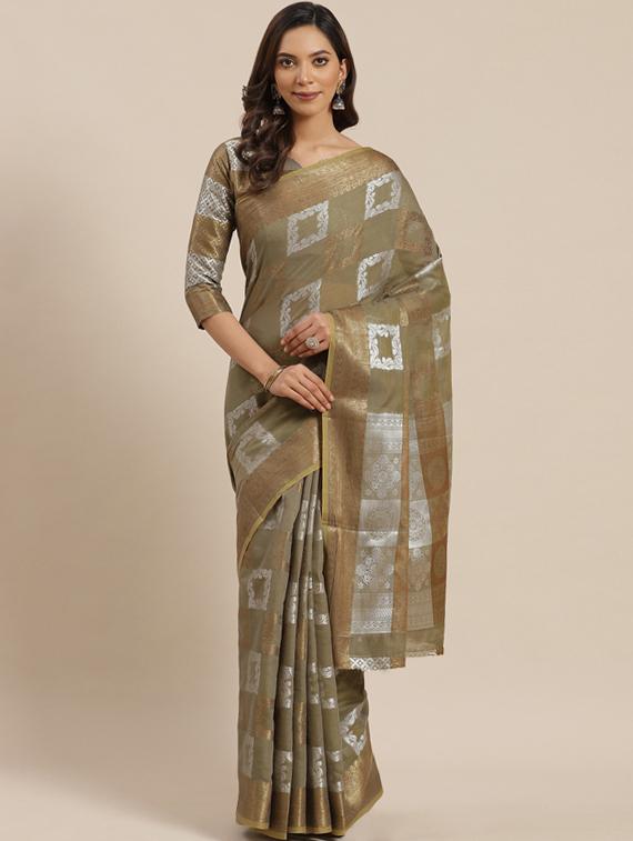 self design woven saree with blouse - 17468994 - Zoom Image - 1