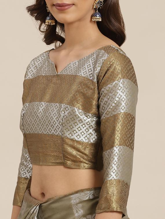self design woven saree with blouse - 17468994 - Zoom Image - 3