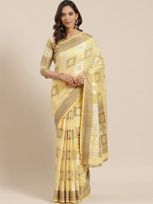 self design woven saree with blouse - 17468995 - Standard Image - 1