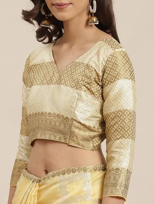 self design woven saree with blouse - 17468995 - Standard Image - 3