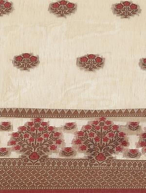 floral woven saree with blouse - 17469001 - Standard Image - 4