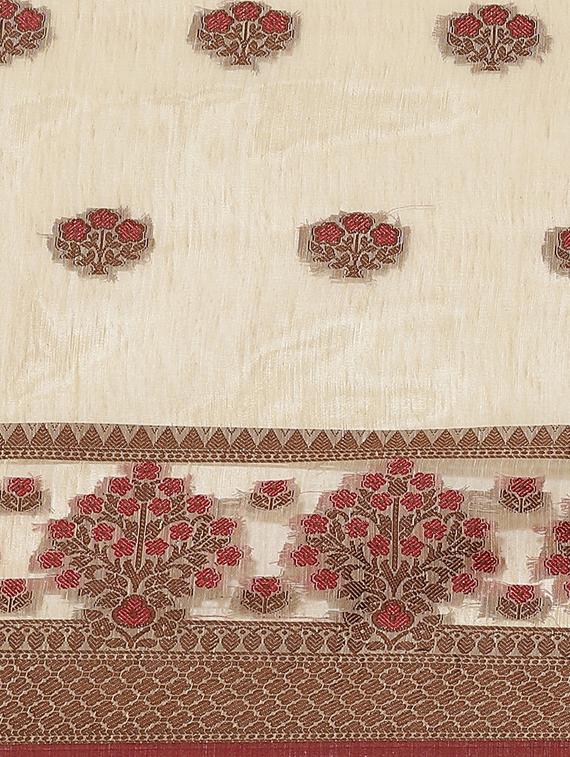 floral woven saree with blouse - 17469001 - Zoom Image - 4