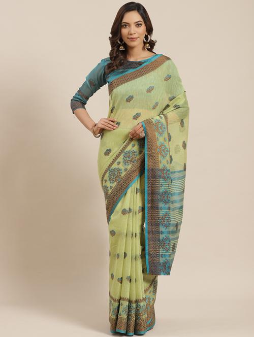 floral woven saree with blouse - 17469002 - Standard Image - 1