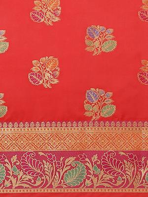 floral banarasi saree with blouse - 17469003 - Standard Image - 4