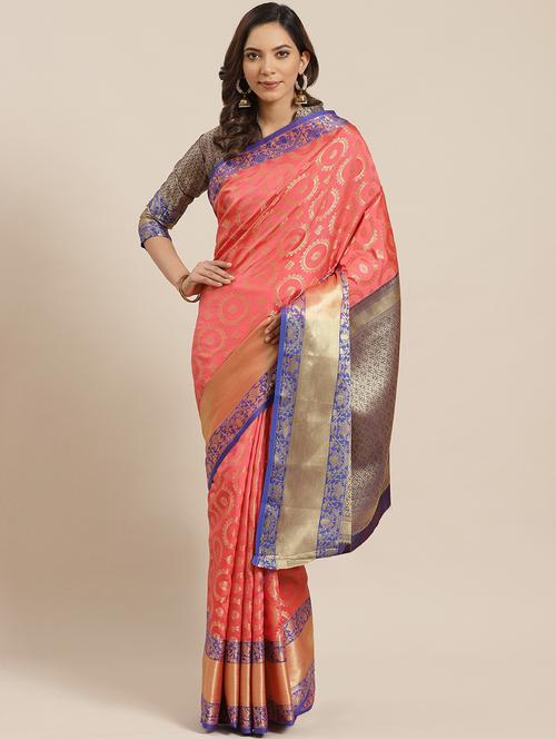 ethnic motifs banarasi saree with blouse - 17469010 - Standard Image - 1