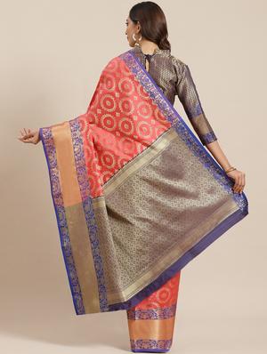 ethnic motifs banarasi saree with blouse - 17469010 - Standard Image - 2