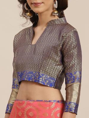 ethnic motifs banarasi saree with blouse - 17469010 - Standard Image - 3
